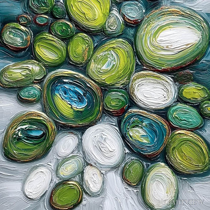 BUYARTVIEW River Gems – Textured Wabi Sabi Abstract Painting of River Stones - image 5