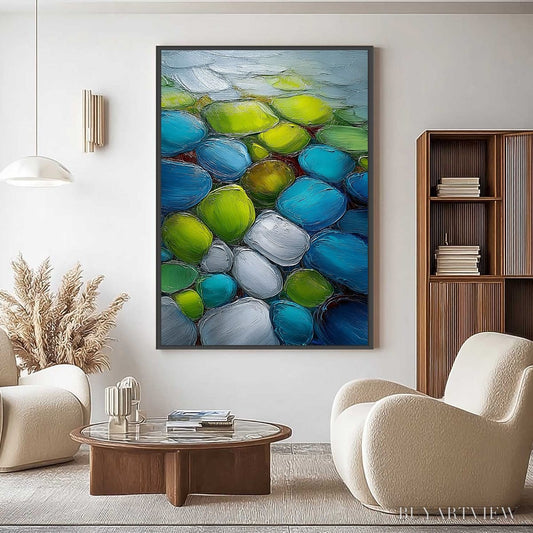 BUYARTVIEW River Gems – Heavily Textured Abstract Painting of Colorful Stones - image 2