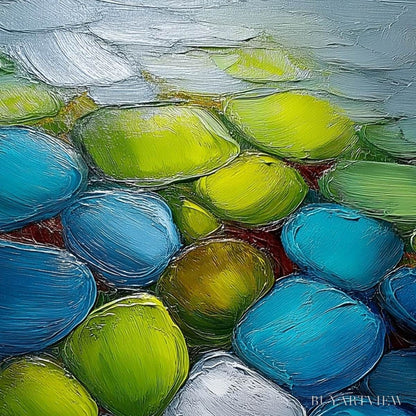 BUYARTVIEW River Gems – Heavily Textured Abstract Painting of Colorful Stones - image 3