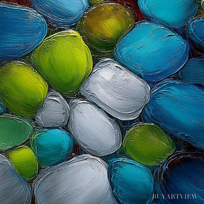 BUYARTVIEW River Gems – Heavily Textured Abstract Painting of Colorful Stones - image 5