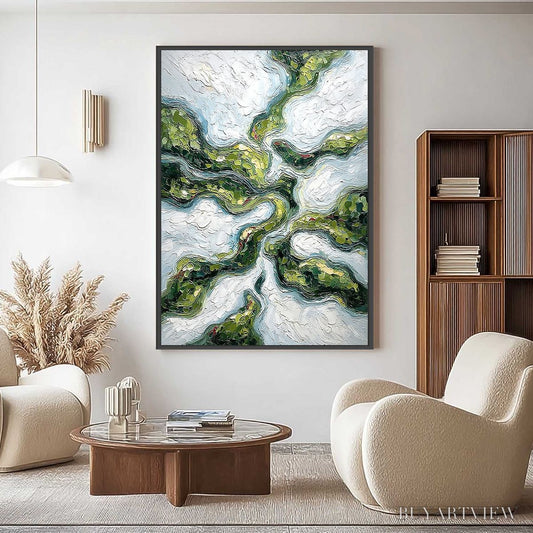 BUYARTVIEW Verdant Flow – Abstract Green Impasto Landscape Oil Painting - image 2
