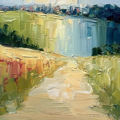 BUYARTVIEW Coastal Promenade – Textured Palette Knife Impasto Landscape Painting - image 3