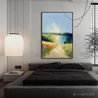 BUYARTVIEW Coastal Promenade – Textured Palette Knife Impasto Landscape Painting - image 4
