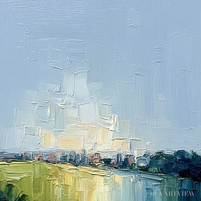 BUYARTVIEW Coastal Promenade – Textured Palette Knife Impasto Landscape Painting - image 5