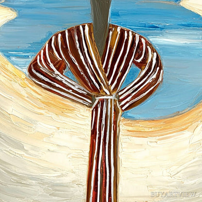 BUYARTVIEW River Blush – Textured Figurative Landscape Painting of Woman by Water - image 5