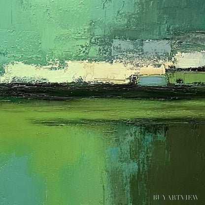 BUYARTVIEW Emerald Reflections – Textured Wabi Sabi Abstract Landscape Painting - image 5