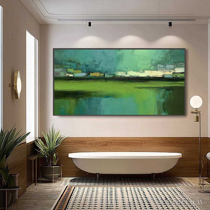 BUYARTVIEW Emerald Reflections – Textured Wabi Sabi Abstract Landscape Painting - image 6