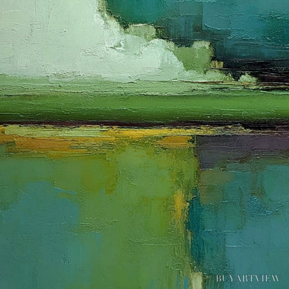 BUYARTVIEW Verdant Horizon – Vertical Textured Abstract Landscape Oil Painting - image 3