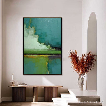 BUYARTVIEW Verdant Horizon – Vertical Textured Abstract Landscape Oil Painting - image 4