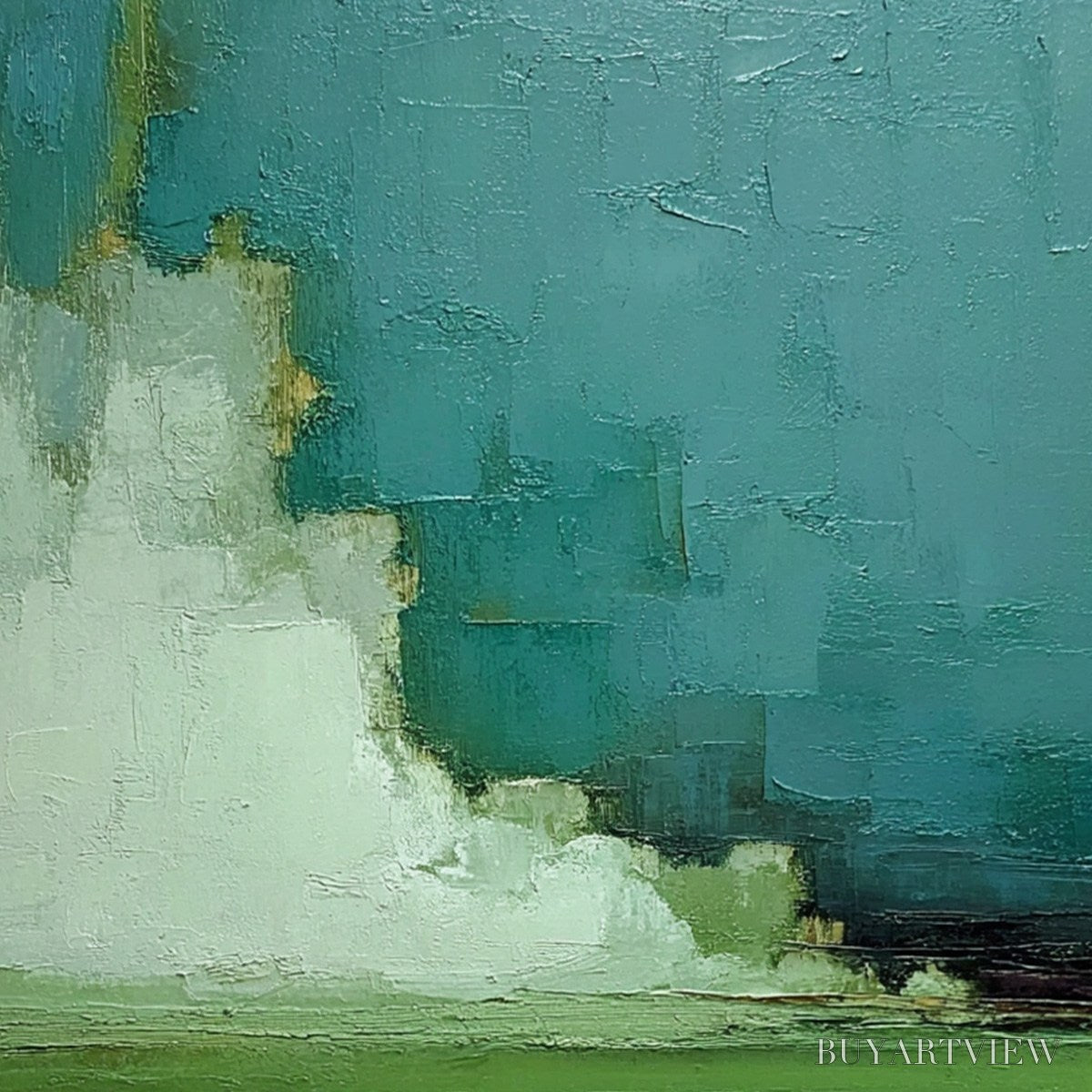 BUYARTVIEW Verdant Horizon – Vertical Textured Abstract Landscape Oil Painting - image 5