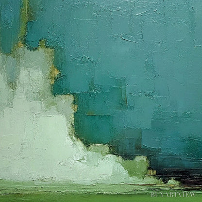 BUYARTVIEW Verdant Horizon – Vertical Textured Abstract Landscape Oil Painting - image 5