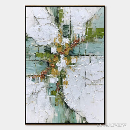 BUYARTVIEW Verdant Echo – Textured Abstract Painting in Earth Tones - image 1