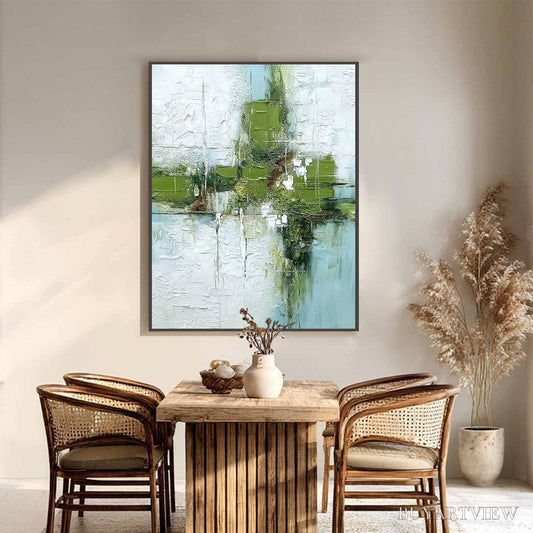 BUYARTVIEW Verdant Echo | Green Abstract Textured Oil Painting for Wall - image 2