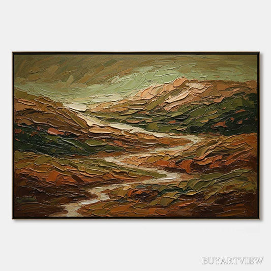 BUYARTVIEW Terra Vista – Heavily Textured Abstract Landscape Oil Painting - image 1