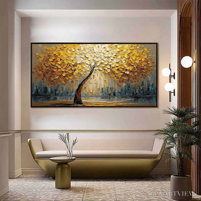 BUYARTVIEW Urban Oasis – Heavy Texture Palette Knife Cityscape Oil Painting - image 2