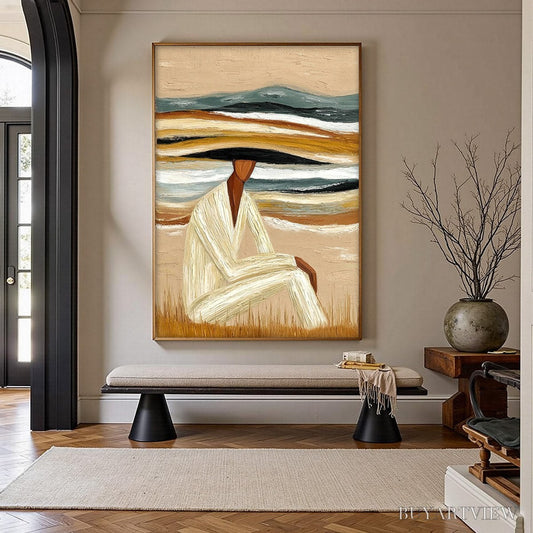BUYARTVIEW Earthen Repose – Textured Abstract Figurative Painting for Modern Decor - image 2