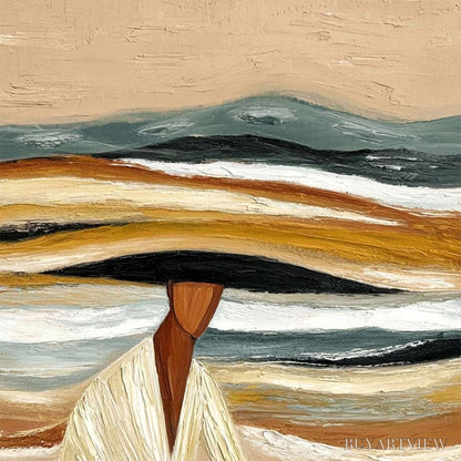 BUYARTVIEW Earthen Repose – Textured Abstract Figurative Painting for Modern Decor - image 3