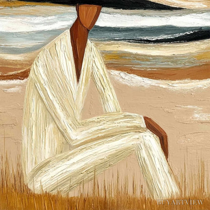 BUYARTVIEW Earthen Repose – Textured Abstract Figurative Painting for Modern Decor - image 5