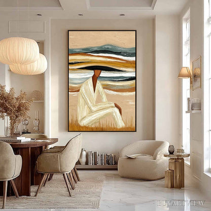 BUYARTVIEW Earthen Repose – Textured Abstract Figurative Painting for Modern Decor - image 6