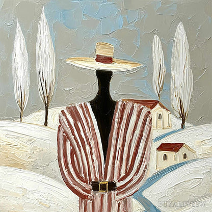 BUYARTVIEW the Wanderer'S Path – Textured Figurative Landscape Painting - image 3