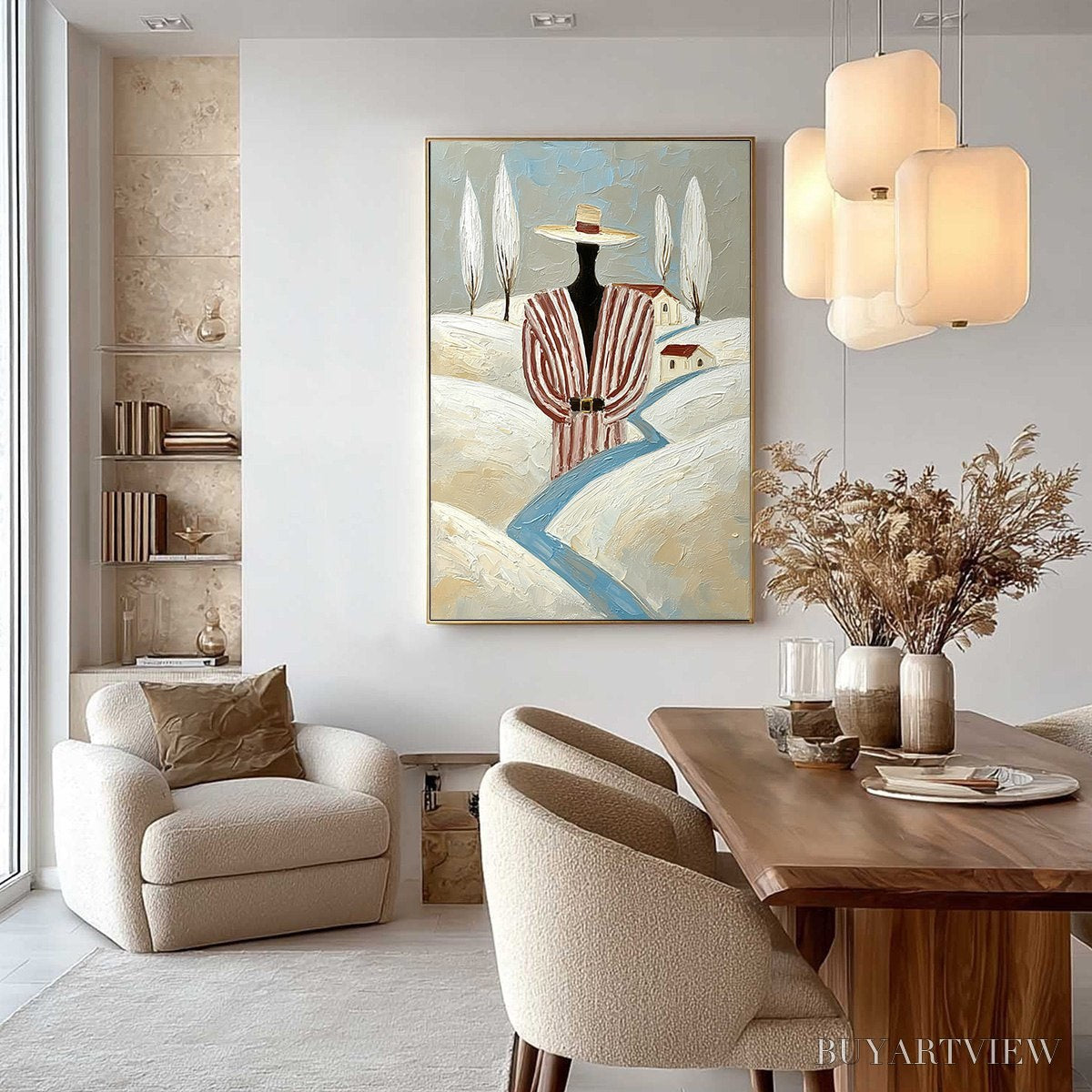 BUYARTVIEW the Wanderer'S Path – Textured Figurative Landscape Painting - image 4
