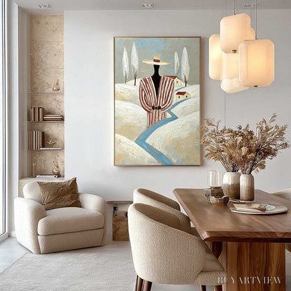 BUYARTVIEW the Wanderer'S Path – Textured Figurative Landscape Painting - image 4