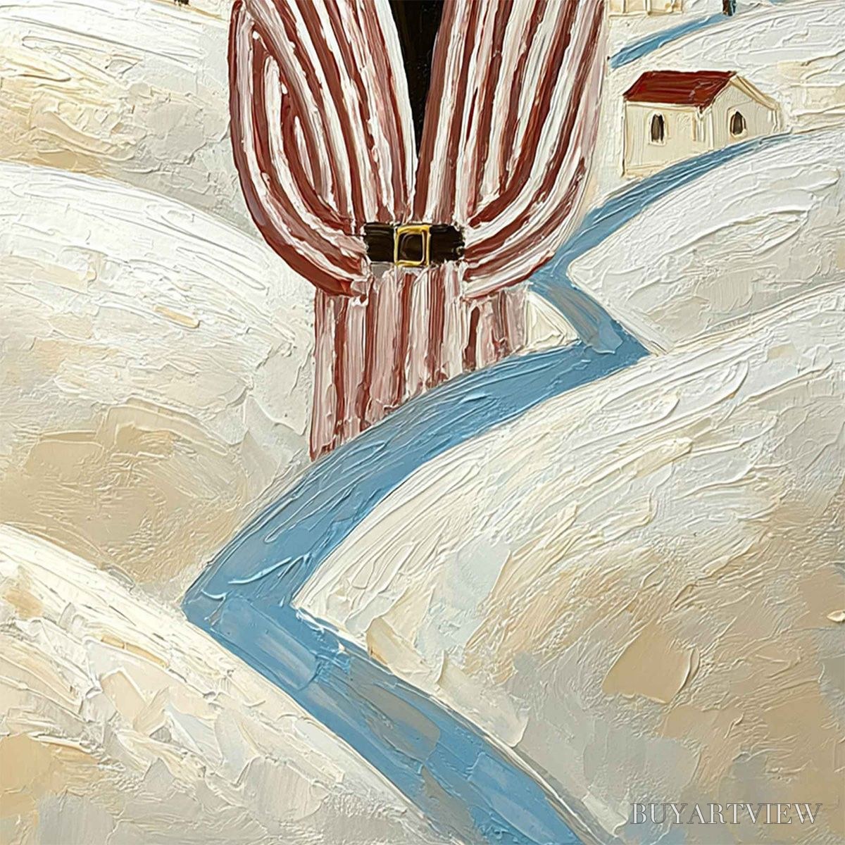BUYARTVIEW the Wanderer'S Path – Textured Figurative Landscape Painting - image 5