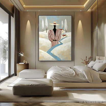 BUYARTVIEW the Wanderer'S Path – Textured Figurative Landscape Painting - image 6