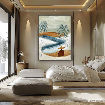 BUYARTVIEW Coastal Reverie – Textured Wabi Sabi Coastal Landscape Painting - image 6