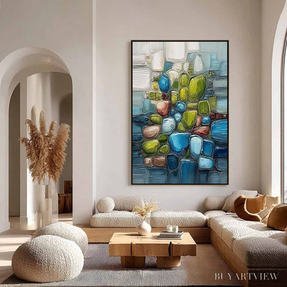 BUYARTVIEW Riverbed Gems – Textured Vertical Abstract Impasto - image 4