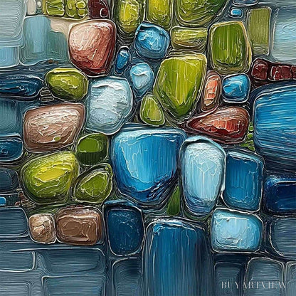 BUYARTVIEW Riverbed Gems – Textured Vertical Abstract Impasto - image 5