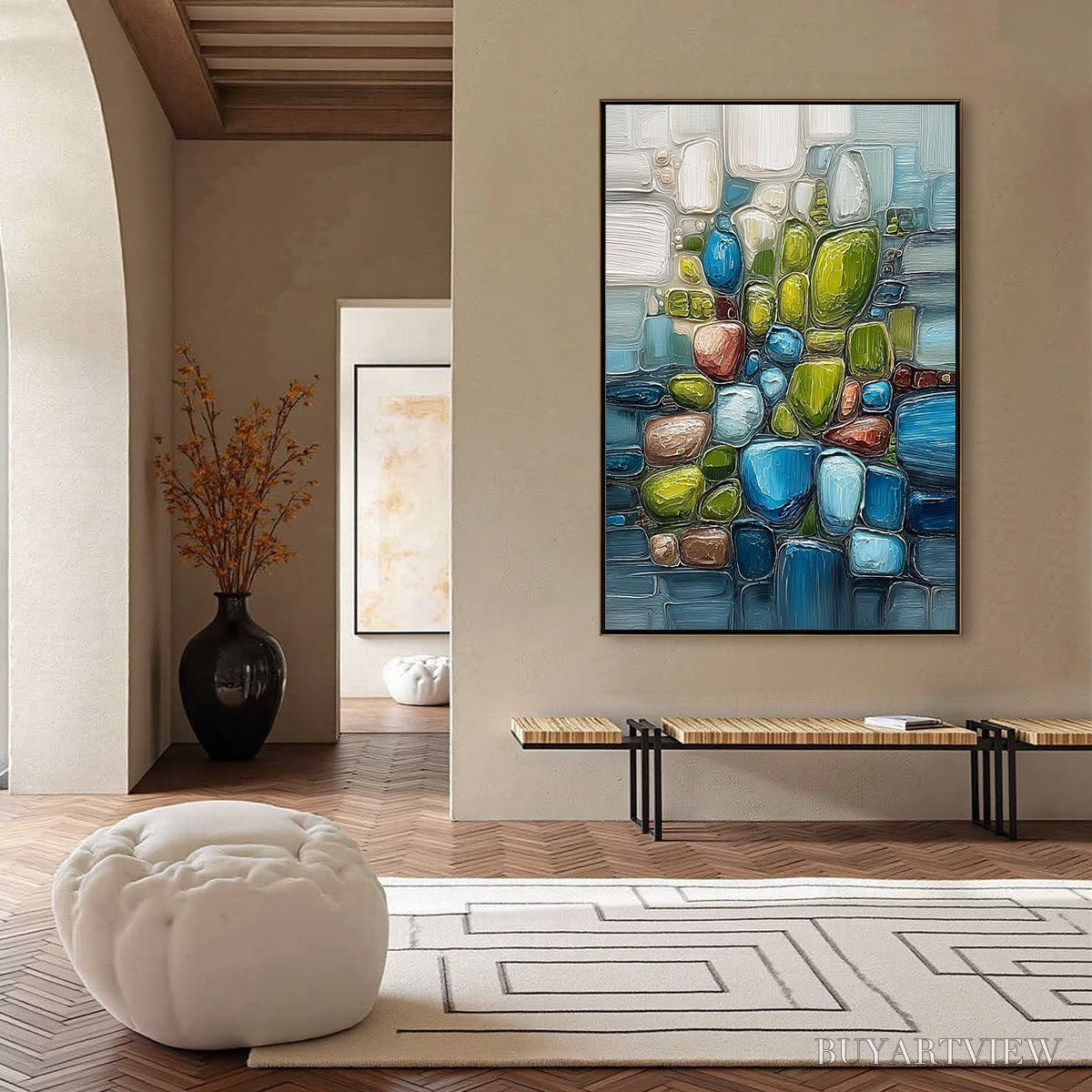 BUYARTVIEW Riverbed Gems – Textured Vertical Abstract Impasto - image 6