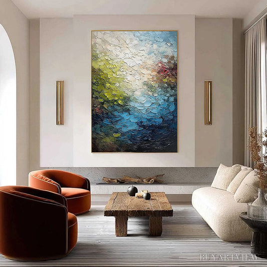 BUYARTVIEW Lakeside Reverie – Textured Abstract Landscape Impasto Oil Painting - image 2