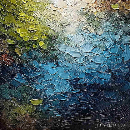 BUYARTVIEW Lakeside Reverie – Textured Abstract Landscape Impasto Oil Painting - image 3