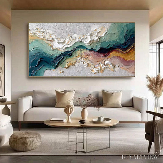 BUYARTVIEW Terraflux – Large Abstract Landscape Heavy Texture Palette Knife Painting - image 2