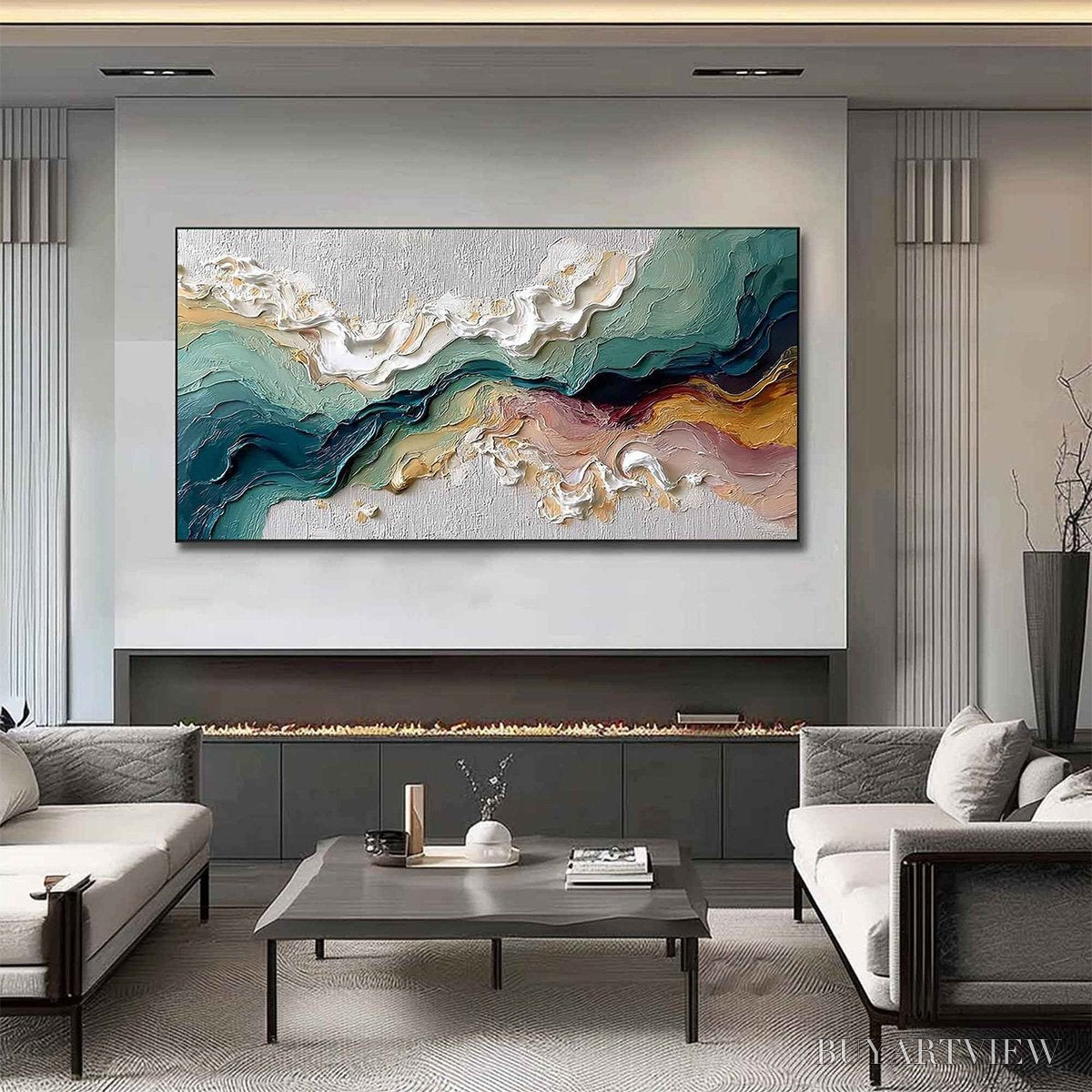 BUYARTVIEW Terraflux – Large Abstract Landscape Heavy Texture Palette Knife Painting - image 4