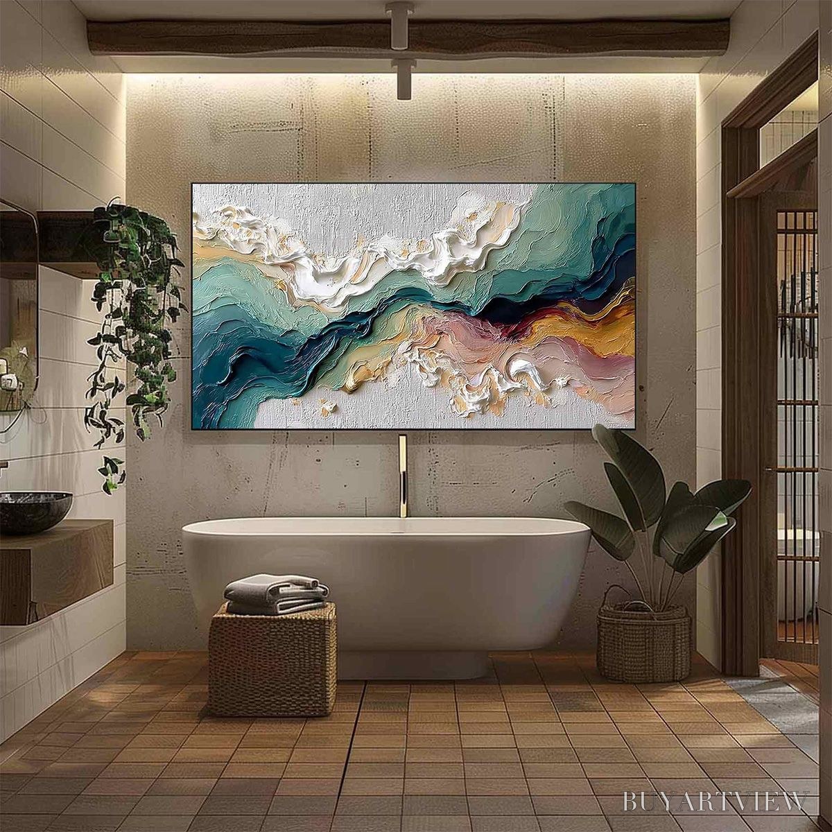 BUYARTVIEW Terraflux – Large Abstract Landscape Heavy Texture Palette Knife Painting - image 6