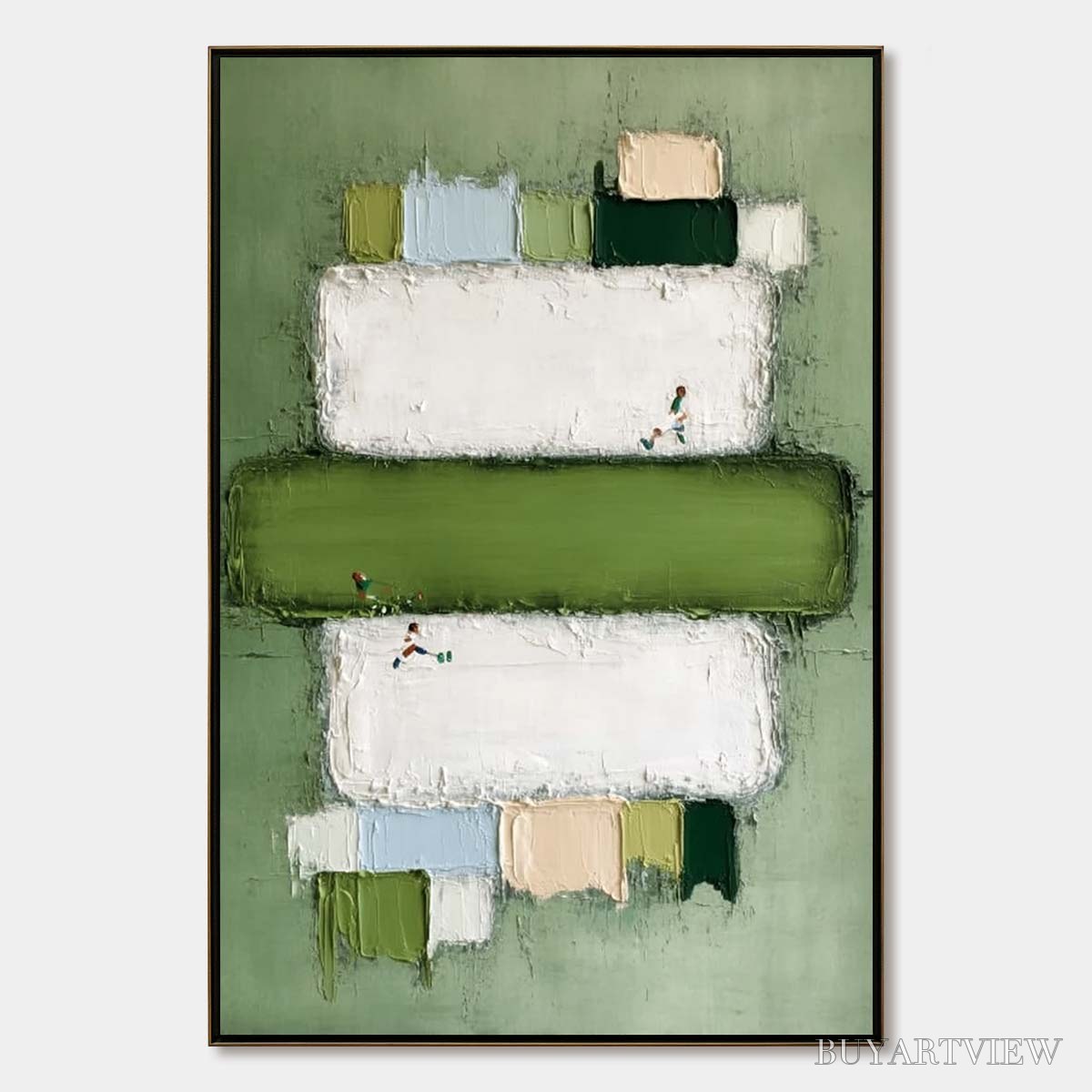 BUYARTVIEW Greenfield Arena – Textured Abstract Sports Painting with Minimalist Green Tones - image 1