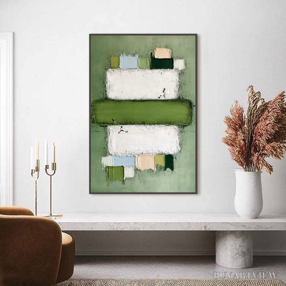 BUYARTVIEW Greenfield Arena – Textured Abstract Sports Painting with Minimalist Green Tones - image 2