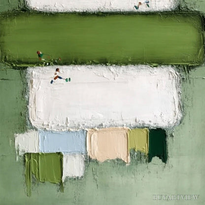 BUYARTVIEW Greenfield Arena – Textured Abstract Sports Painting with Minimalist Green Tones - image 5