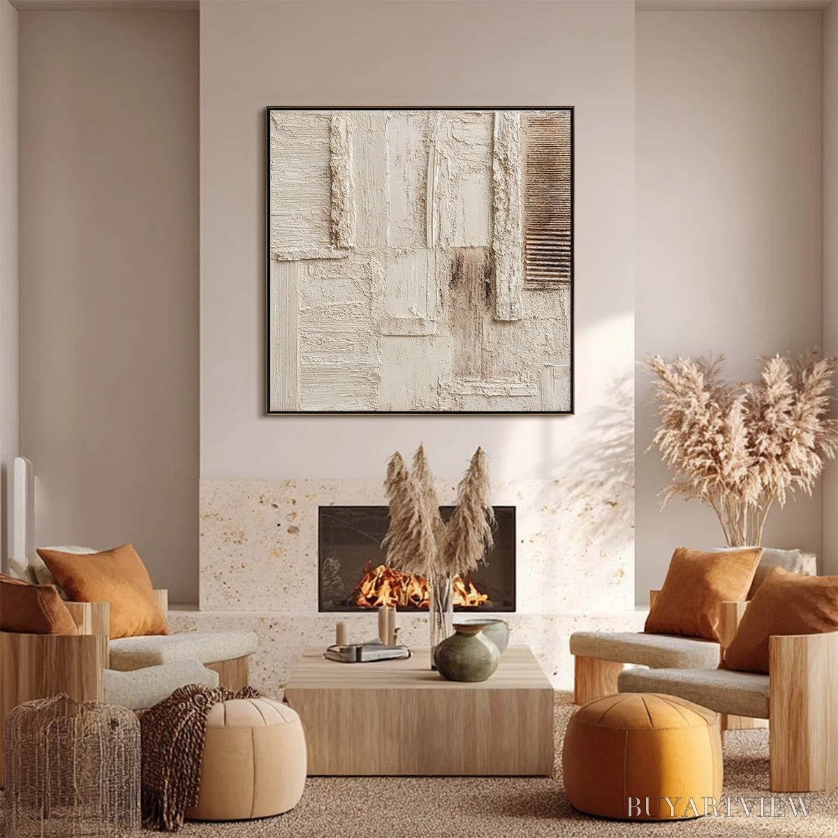 BUYARTVIEW Strata – Textured Wabi Sabi Abstract Painting in Neutral Tones - image 4