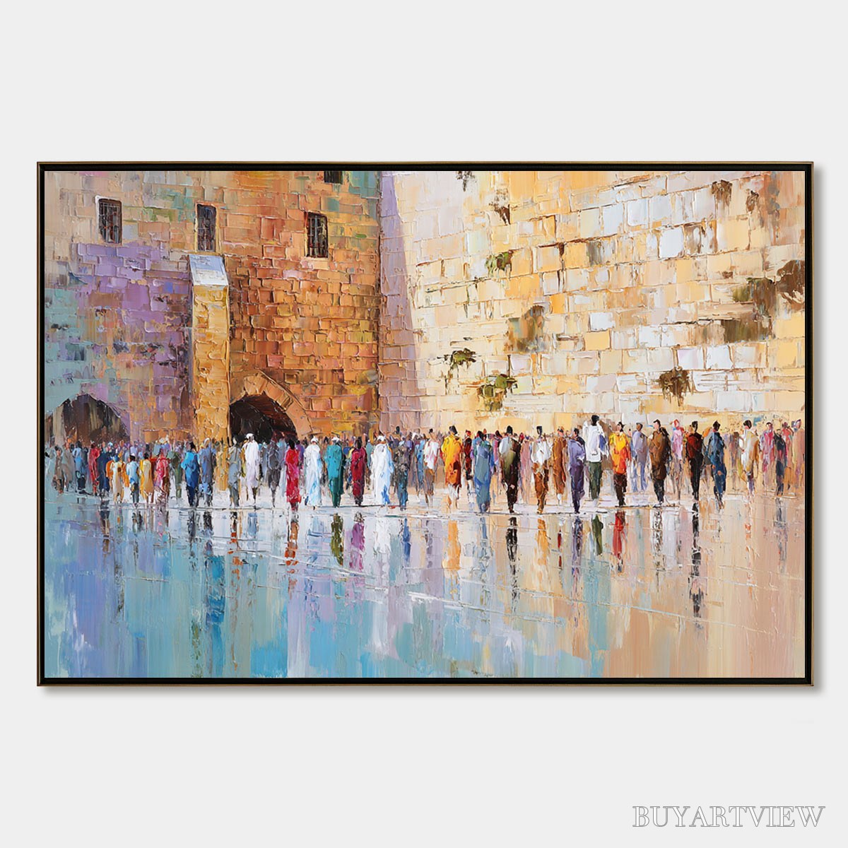 BUYARTVIEW Stones of Reverence – Textured Palette Knife Painting of a Historic Pilgrimage - image 1