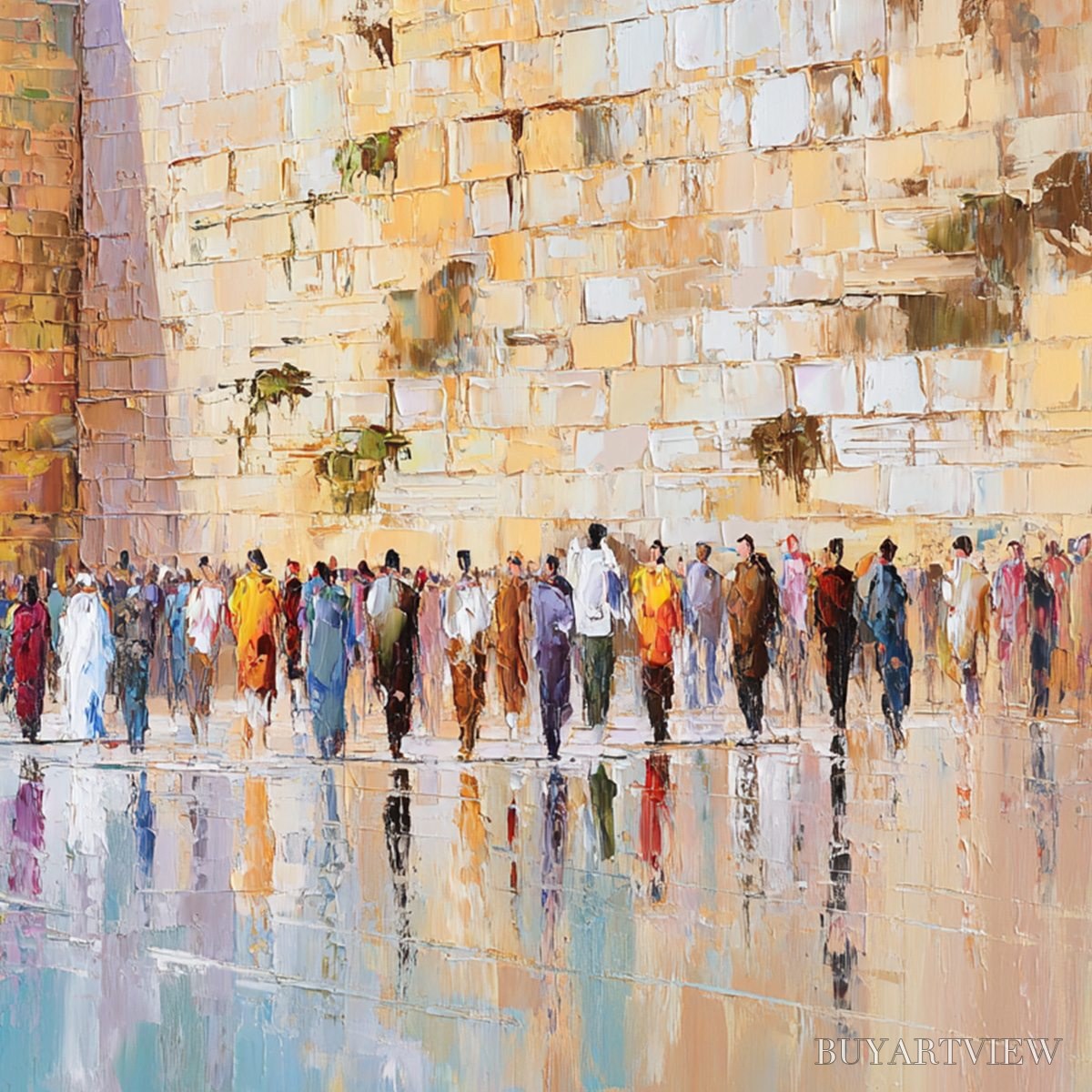 BUYARTVIEW Stones of Reverence – Textured Palette Knife Painting of a Historic Pilgrimage - image 3