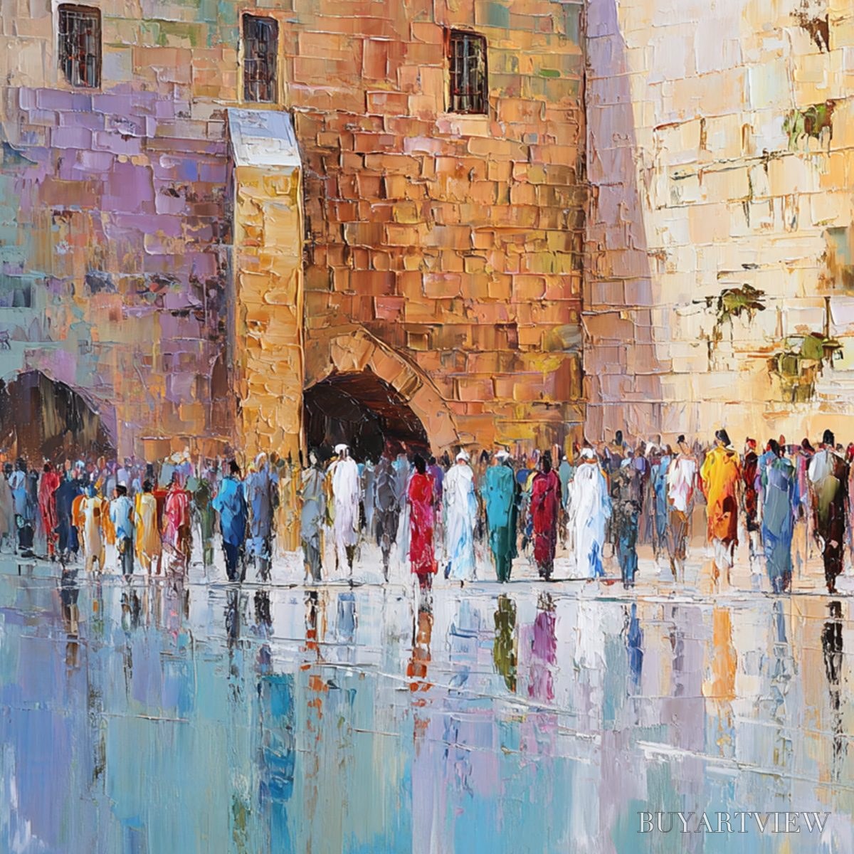 BUYARTVIEW Stones of Reverence – Textured Palette Knife Painting of a Historic Pilgrimage - image 5