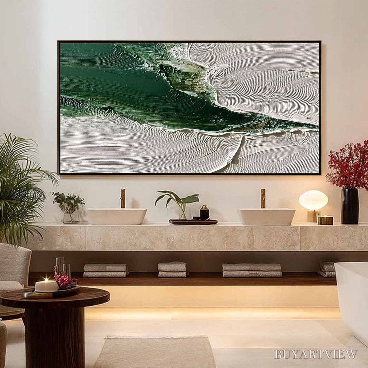 BUYARTVIEW Verdant Rift – Heavy Texture Abstract Landscape Oil Painting - image 4