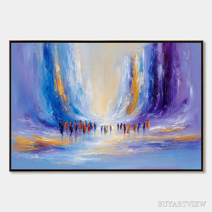 BUYARTVIEW Convergence – Large Colorful Abstract Figurative Oil Painting - image 1