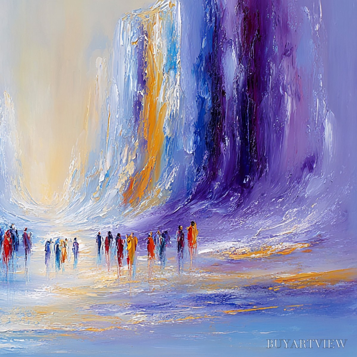 BUYARTVIEW Convergence – Large Colorful Abstract Figurative Oil Painting - image 3