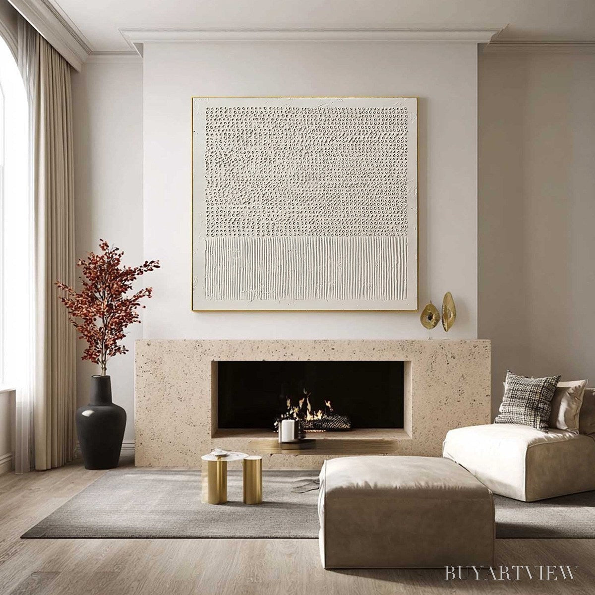 BUYARTVIEW Codex of Calm – Large Square Textured Wabi Sabi Abstract Painting - image 2