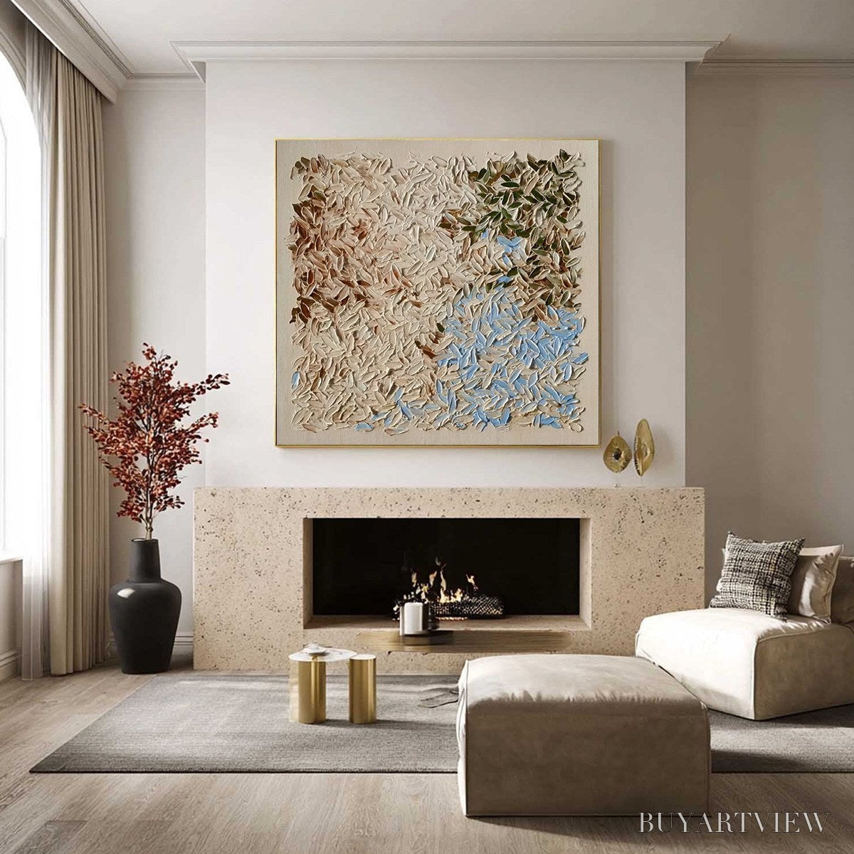 BUYARTVIEW Earth'S Mosaic – Textured Wabi Sabi Abstract Landscape Oil Painting - image 6