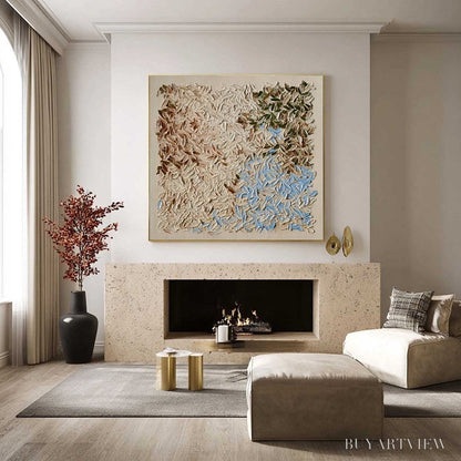 BUYARTVIEW Earth'S Mosaic – Textured Wabi Sabi Abstract Landscape Oil Painting - image 6
